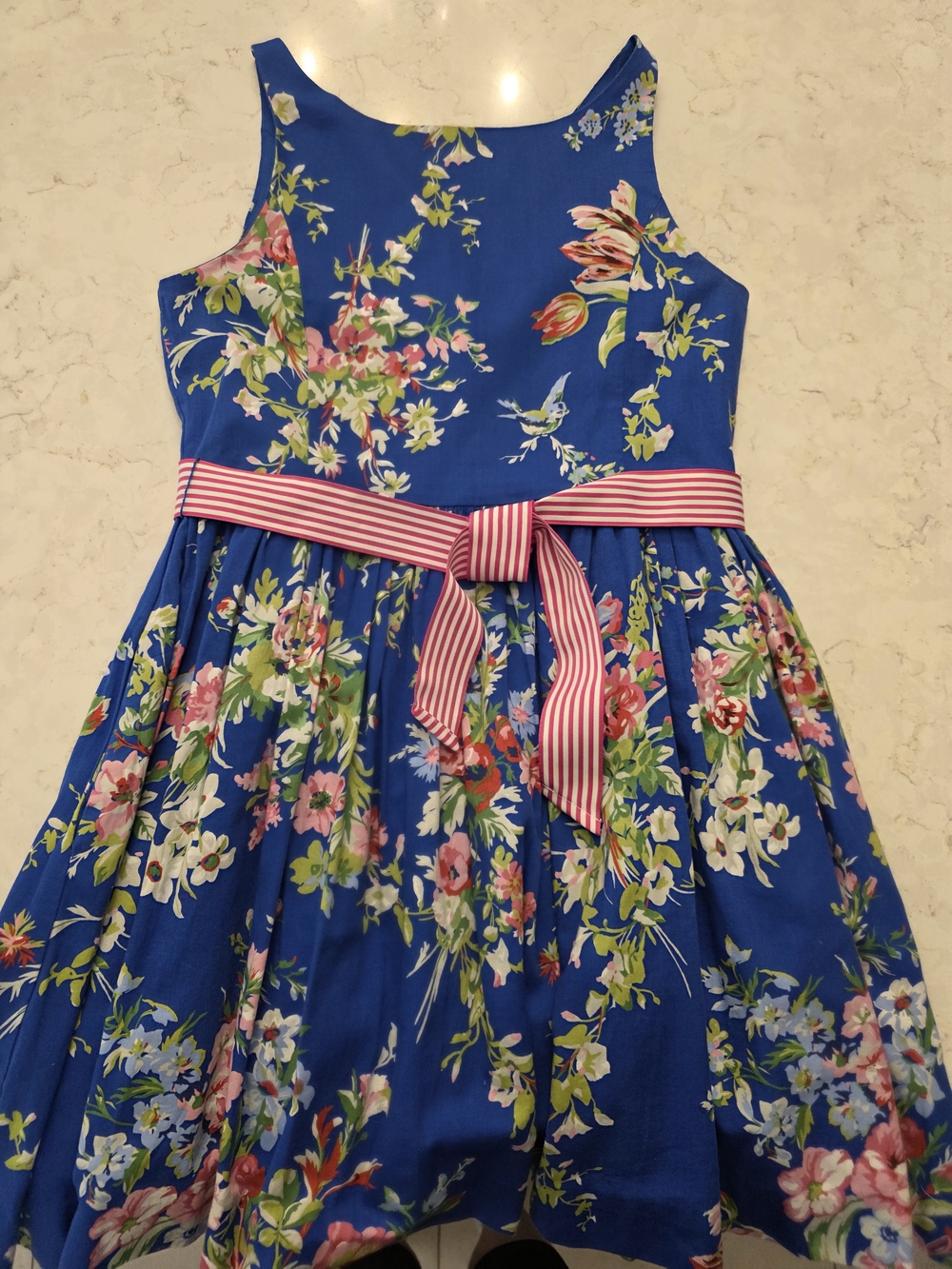 Polo by Ralph Lauren Blue Floral Sleeveless Dress - Girl's Size 16